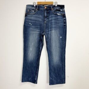 Loft Jeans Womens Size 12 31 Blue High Rise Waist Straight Crop Raw Hem NWT